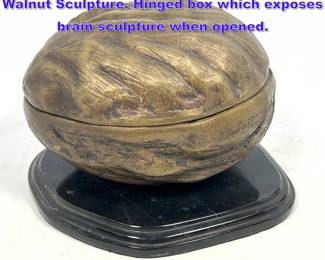 Lot 759 DARREN HUSSEY Hinged Bronze Walnut Sculpture. Hinged box which exposes brain sculpture when opened. 