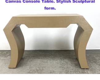 Lot 692 Carl Springer style Lacquered Canvas Console Table. Stylish Sculptural form. 