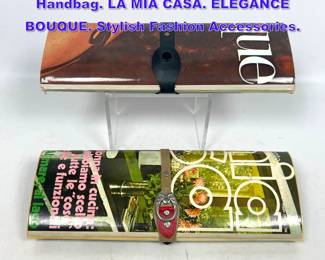 Lot 793 2pc 70 s Vintage Magazine Clutch Handbag. LA MIA CASA. ELEGANCE BOUQUE. Stylish Fashion Accessories.