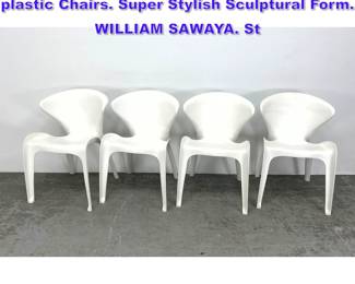Lot 622 Set 4 HELLER Italian Calla White plastic Chairs. Super Stylish Sculptural Form. WILLIAM SAWAYA. St
