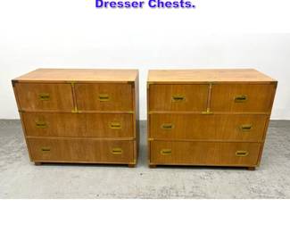 Lot 1082 Pair Campaign Style 4 drawer Dresser Chests.