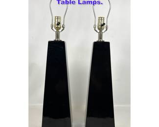 Lot 1083 Pair Glazed Pottery Obelisk Style Table Lamps. 