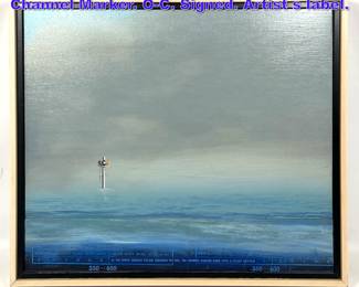 Lot 880 TOM GEHRIG Waterscape Painting. Channel Marker. OC. Signed. Artist s label.