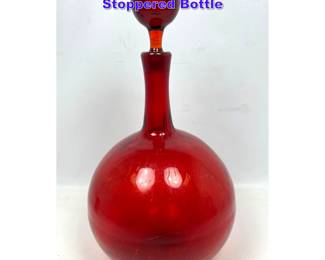 Lot 795 Mid Century Blenko Glass Ruby Red Stoppered Bottle
