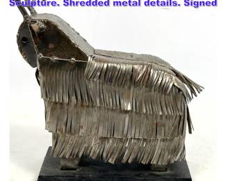 Lot 783 TELQUEREZ Metal Figural Ram Sculpture. Shredded metal details. Signed