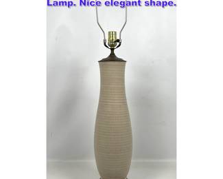 Lot 835 Tall Glazed Ceramic Modernist Table Lamp. Nice elegant shape. 