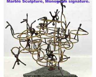 Lot 789 Modernist Metal Brass, Iron and Marble Sculpture, Monogram signature. 