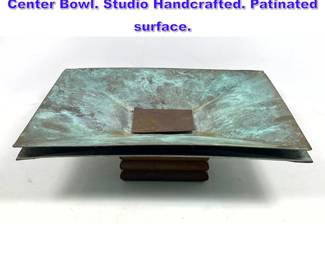 Lot 818 Oxidized Copper Low Double Square Center Bowl. Studio Handcrafted. Patinated surface. 