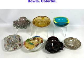 Lot 1179 7 Pcs Murano Glass Bowls. Colorful. 