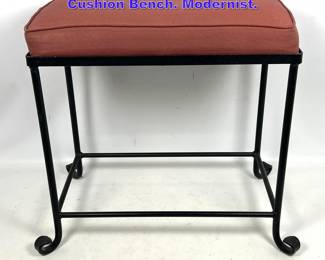 Lot 926 Black Iron Base Upholstered Cushion Bench. Modernist. 