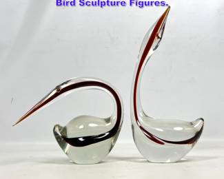 Lot 874 2pcs Cenedese Murano Art Glass Bird Sculpture Figures. 