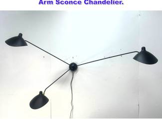 Lot 1030 Stilnovo After Serge Mouille three Arm Sconce Chandelier. 
