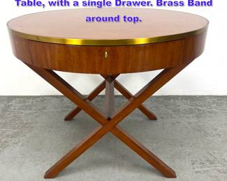 Lot 935 Ralph Lauren Style Occasional Table, with a single Drawer. Brass Band around top. 