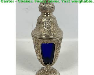 Lot 1310 800 Silver and Blue Glass Sugar Caster Shaker. Fancy silver. 7ozt weighable. 