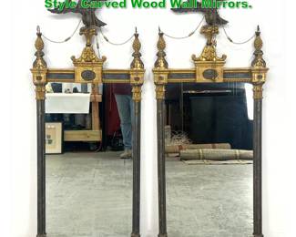 Lot 1514 Pair Vintage Firenze Italy Federal Style Carved Wood Wall Mirrors. 