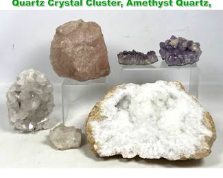 Lot 1735 6pcs Geology rock specimens. Quartz Crystal Cluster, Amethyst Quartz, 