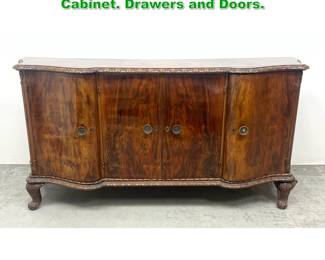 Lot 1555 Italian Burl Sideboard Credenza Cabinet. Drawers and Doors. 