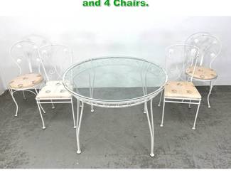 Lot 1663 5pcs Iron Outdoor Patio Set. Table and 4 Chairs.