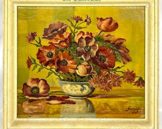 Lot 1415 Niepychto 1945 Stilllife Painting on Canvas. 