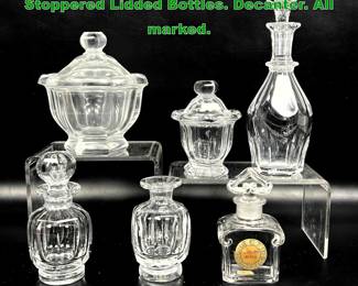 Lot 1439 6pc BACCARAT French Crystal Stoppered Lidded Bottles. Decanter. All marked. 