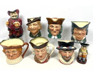 Lot 1495 8pcs Royal Doulton Toby Mugs.