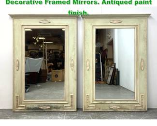 Lot 1615 2pc Federal style Painted Decorative Framed Mirrors. Antiqued paint finish.