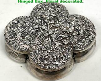 Lot 1321 Small Sterling Silver Repousse Hinged Box. Floral decorated. 