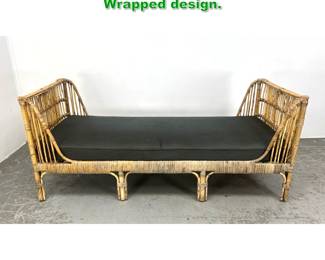 Lot 1666 Bamboo Rattan Daybed Sofa. Wrapped design. 