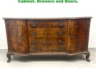 Lot 1557 Italian Burl Sideboard Credenza Cabinet. Drawers and Doors. 