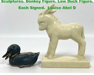 Lot 1379 2pc ROOKWOOD Pottery Figural Sculptures. Donkey Figure. Low Duck Figure. Each Signed. Louise Abel D