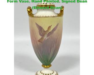 Lot 1365 Fine Small Mintons England Urn Form Vase. Hand Painted. Signed Dean Edward Dean