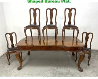 Lot 1552 Italian Carved Table and 5 Chairs. Shaped Bureau Plat. 