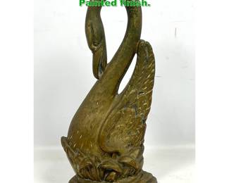 Lot 1455 Brass Swan Form Door Stop. Painted finish. 