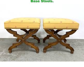 Lot 1541 Pair Decorator Regency Style X Base Stools. 