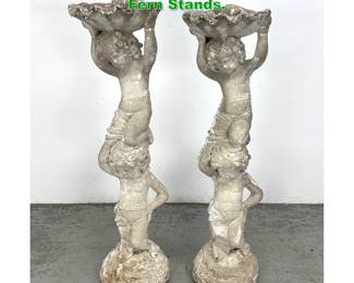Lot 1658 Pair Cast Stone Figural Planter Fern Stands. 