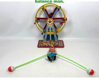 Lot 1447 2pcs Wind Up Toys. Ferris wheel, balance man. 