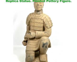 Lot 1454 Chinese Terracotta Warrior Soldier Replica Statue. Painted Pottery Figure. 
