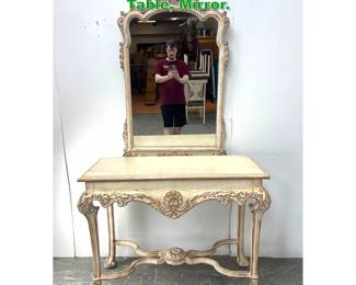 Lot 1594 Paint Finished Carved Wood Hall Table, Mirror. 