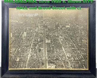 Lot 1669 Original Aerial photo of Philly PHILADELPHIA. circa 1920 s. Shows CITY HALL and Broad Street with ci