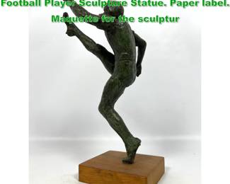 Lot 1363 JOE BROWN Bronze THE PUNTER Football Player Sculpture Statue. Paper label. Maquette for the sculptur