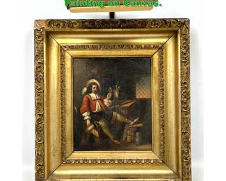 Lot 1453 Small Antique Tavern Scene Painting on Canvas. 