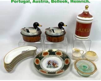 Lot 1496 12pcs Porcelain Collectables. Portugal, Austria, Belleek, Heinrich. 