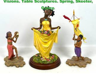 Lot 1534 3pc THOMAS BLACKSHEAR Ebony Visions. Table Sculptures. Spring, Skeeter, Gypsy. 