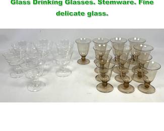 Lot 1370 20pc Artist signed Fine Blown Glass Drinking Glasses. Stemware. Fine delicate glass. 