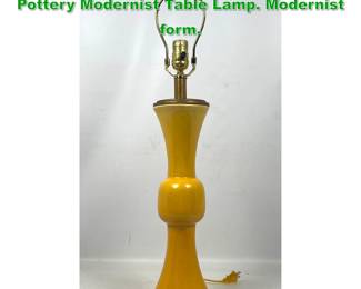 Lot 1574 Bright Yellow Asian style Glazed Pottery Modernist Table Lamp. Modernist form.