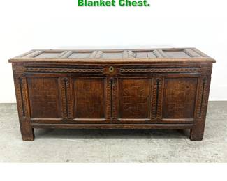 Lot 1579 Early Antique Carved Oak Coffer Blanket Chest. 