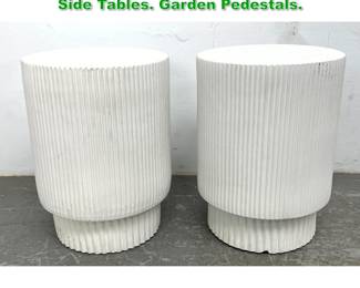 Lot 1653 Pair Porcelain Pottery Pedestal Side Tables. Garden Pedestals. 