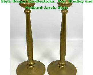 Lot 1372 Pair Bradley and Hubbard Jarvie Style Bronze Candlesticks. Pair Bradley and Hubbard Jarvie Style 