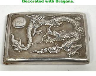 Lot 1320 Chinese Sterling Cigarette Case Decorated with Dragons. 