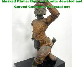 Lot 1524 Antique Polychrome Carved Wood Masked Khmer Dancer. Ornate Jeweled and Carved Costume. Pedestal not 